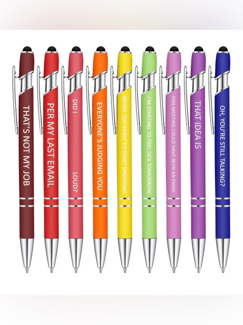 Colorful Novelty Ballpoint Pens with Stylus - Multicolor Set